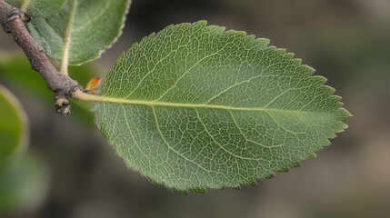 A hawthorn leaf, with its deeply serrated margins and dark green color