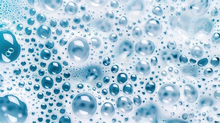 Frothy Bubble Surface, A vibrant close-up capturing the dynamic interplay of bubbles forming a textured layer on a liquid, highlighting their intricate shapes and reflections.