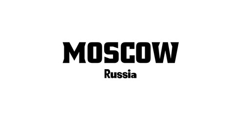 Moscow  sign design logo business company symbol letter icon web brand modern concept.  Design features geometric style, vector illustration with bold typography in modern font.  white background 