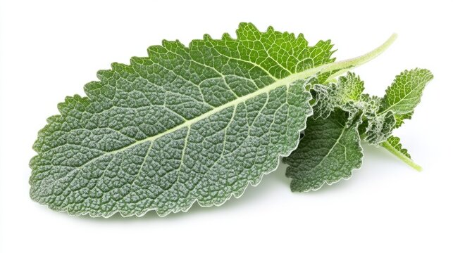 A mullein leaf, large and oblong with a soft, velvety texture, in light green