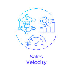 Sales velocity blue gradient concept icon. Marketing statistics, business profitability. Round shape line illustration. Abstract idea. Graphic design. Easy to use in infographic, presentation