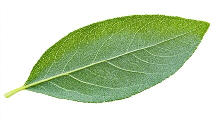 Obraz premium A quince leaf, elliptical and finely serrated with a soft, velvety texture