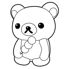 Naklejka premium draing line drawing,cute animal characters,character,black and white colors