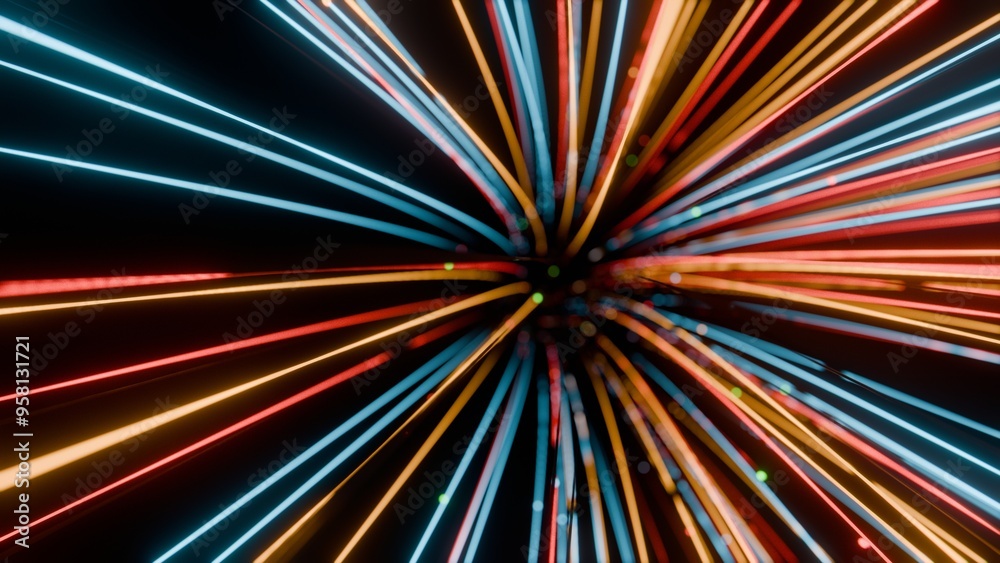 Poster abstract light speed streaks in space