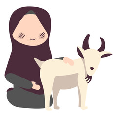 Girl With Goat Eid Al Adha Illustration