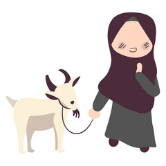 Girl With Goat Eid Al Adha Illustration