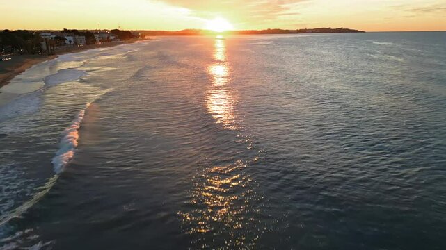 Incredible sunrise at the beach in Salou, Spain