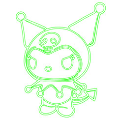 neon line drawing,cute animal characters,character,neon colors