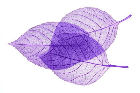 Intricately veined purple leaf on a light background