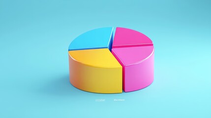 Obraz premium The market share is shown in a 3D pie chart with multiple colored slices.