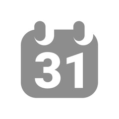 31st calendar date vector icon. Simple calendar page symbol.