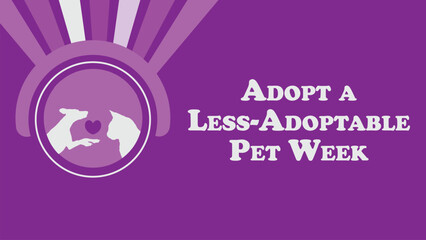 Adopt a Less-Adoptable Pet vector banner design with geometric shapes and vibrant colors on a horizontal background.
