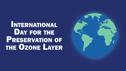 nternational Day for the Preservation of the Ozone Layer vector banner design with geometric shapes and vibrant colors on a horizontal background.