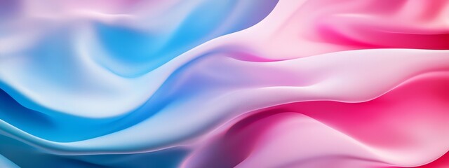Obraz premium A tight shot of a pink, blue, and white layered backdrop featuring a wavy pattern at its base