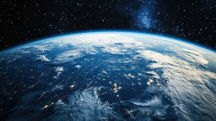 Obraz premium A close-up of the Earth from space, with plenty of room for text