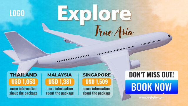 3D Travel Package Promo For Airlines And Tourism