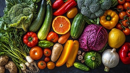 Vibrant Display of Seasonal Local Produce Featuring Fresh Fruits and Vegetables for Health