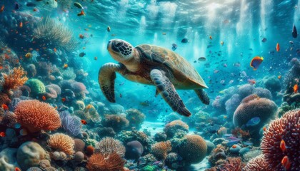 Obraz premium sea turtle swimming
