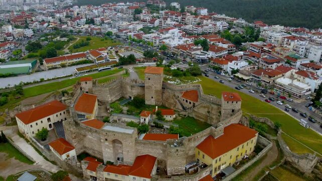 Stunning 4K drone footage capturing the majestic Heptapyrgion Fortress in Thessaloniki. Experience breathtaking views of this historic landmark from the sky