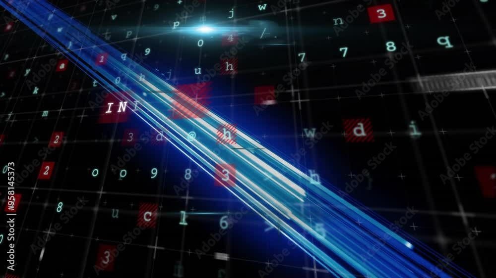Poster internet text animation over digital data and numbers on dark background