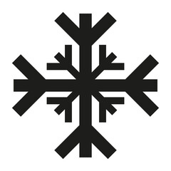 Simple black snowflake isolated transparent background. Snowflake silhouette template design in trendy Geometric minimalism style. Straight lines vector illustration for winter holiday design. EPS 10