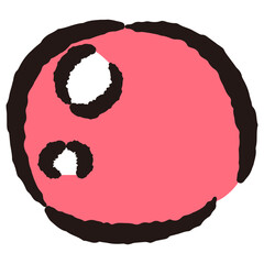 赤いおもちゃボールの手描きイラスト