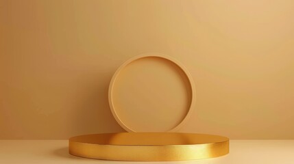 Gold Presentation. Empty 3D Stage Platform with Abstract Modern Background