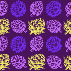 Artichoke seamless pattern. Isolated on color background. pattern for fabric, wrapping paper, stationery.