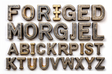 Forged. letters. alphabet.