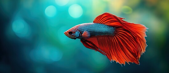 Obraz premium Vibrant Betta Fish in Teal Water