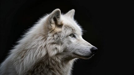 Obraz premium Arctic Wolf Portrait Against a Black Background