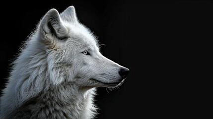 Obraz premium A Close-Up of a White Wolf's Head Against a Black Background