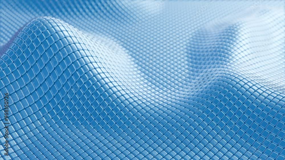 Poster smooth wavy pattern in soft light blue tones