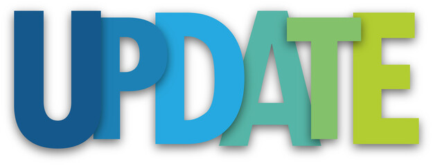 UPDATE colorful typography banner on transparent background