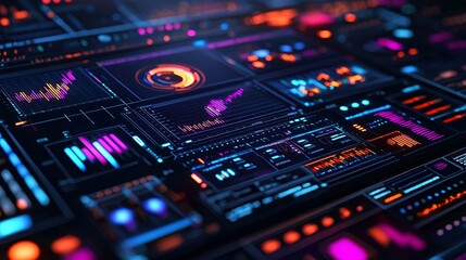 High Tech 3D Render of an Advanced Financial Planning System for Efficient Investment Mana