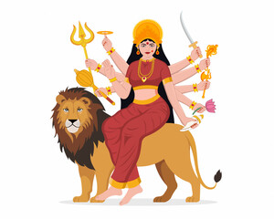 Indian god druga maa in happy durga puja subh navratri dussehra festival of india