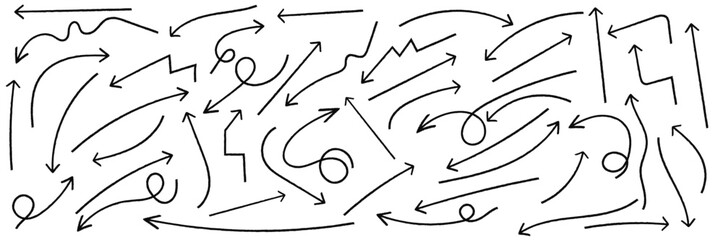 Arrow crayon brush fun kid chalk line stroke. Sketch chalk pencil texture line kid fun arrow icon. Hand drawn grunge crayon brush sketch direction charcoal element set. Vector illustration.