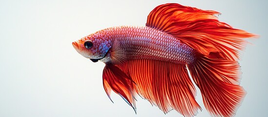 Fototapeta premium Vibrant Red Betta Fish with Flowing Fins