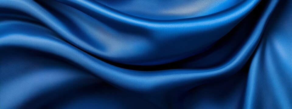  A tight shot of a blue cloth, its texture resembling satin, appearing smooth and silky, like an unwrinkled fabric sheet