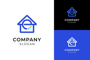 Smart Home logo. Modern, abstract and minimalist design of a house and solar panel icon