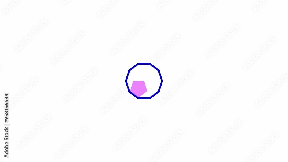 Fototapete pentagon rotating inside polygonal frame loading animation. computer data animated element 2d abstra