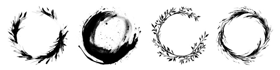 Obraz premium ink brush drawing png cut out element set