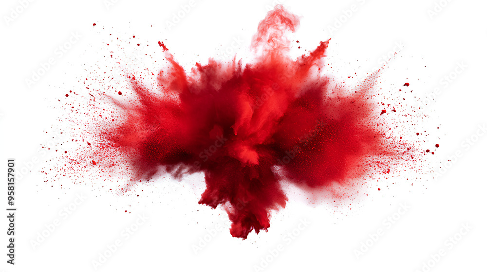 Wall mural red color explosion isolated on white background