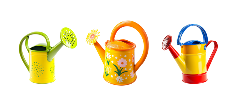 Watering can toy for children, isolated on a white background,