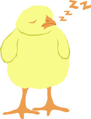 Illustration of a cartoon chicken sleeping