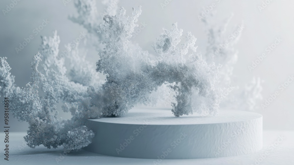Aufkleber Abstract 3D White Structures with Circular Platform
