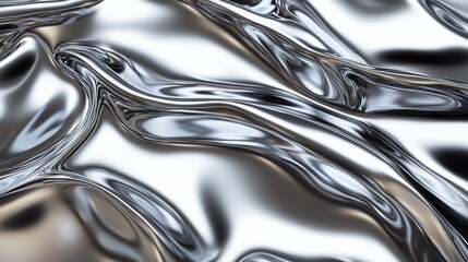 Abstract Metallic Drape with Smooth, Reflective Surface