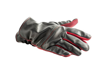 Black Leather Glove with Red Stitching