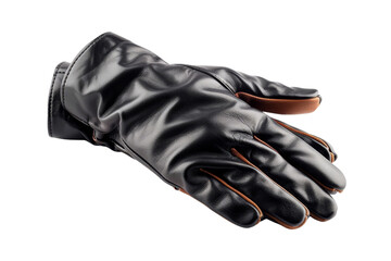 Black Leather Gloves with Brown Trim
