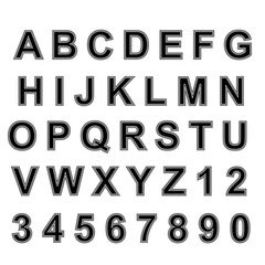 Black Color English Alphabet type 2 outline font isolated on white background. vector illustration.